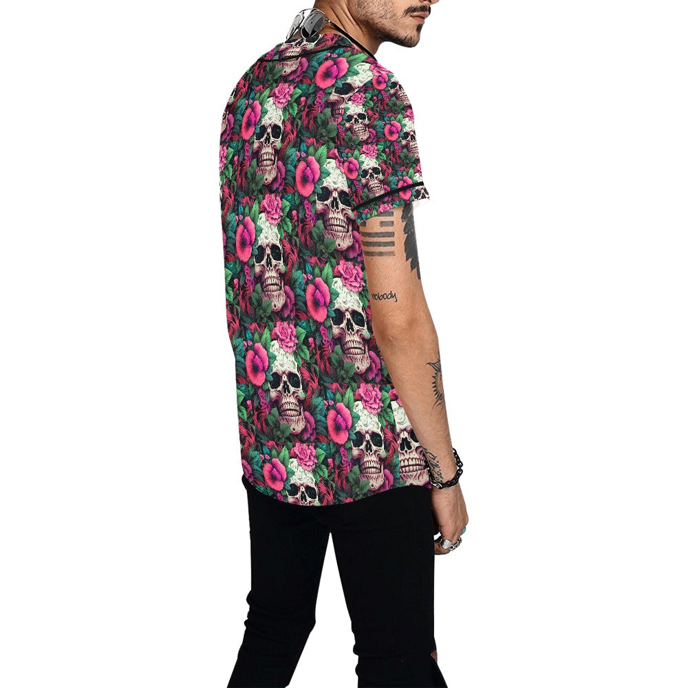 Dia de los Muertos Rosé Men's All Over Print Baseball Jersey