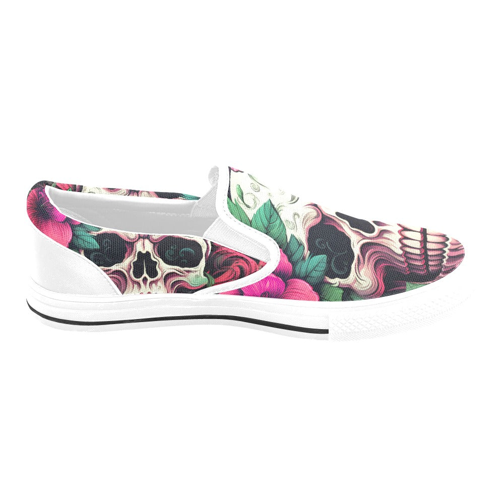 Dia de los Muertos Rosé Slip-on Canvas Women's Shoes