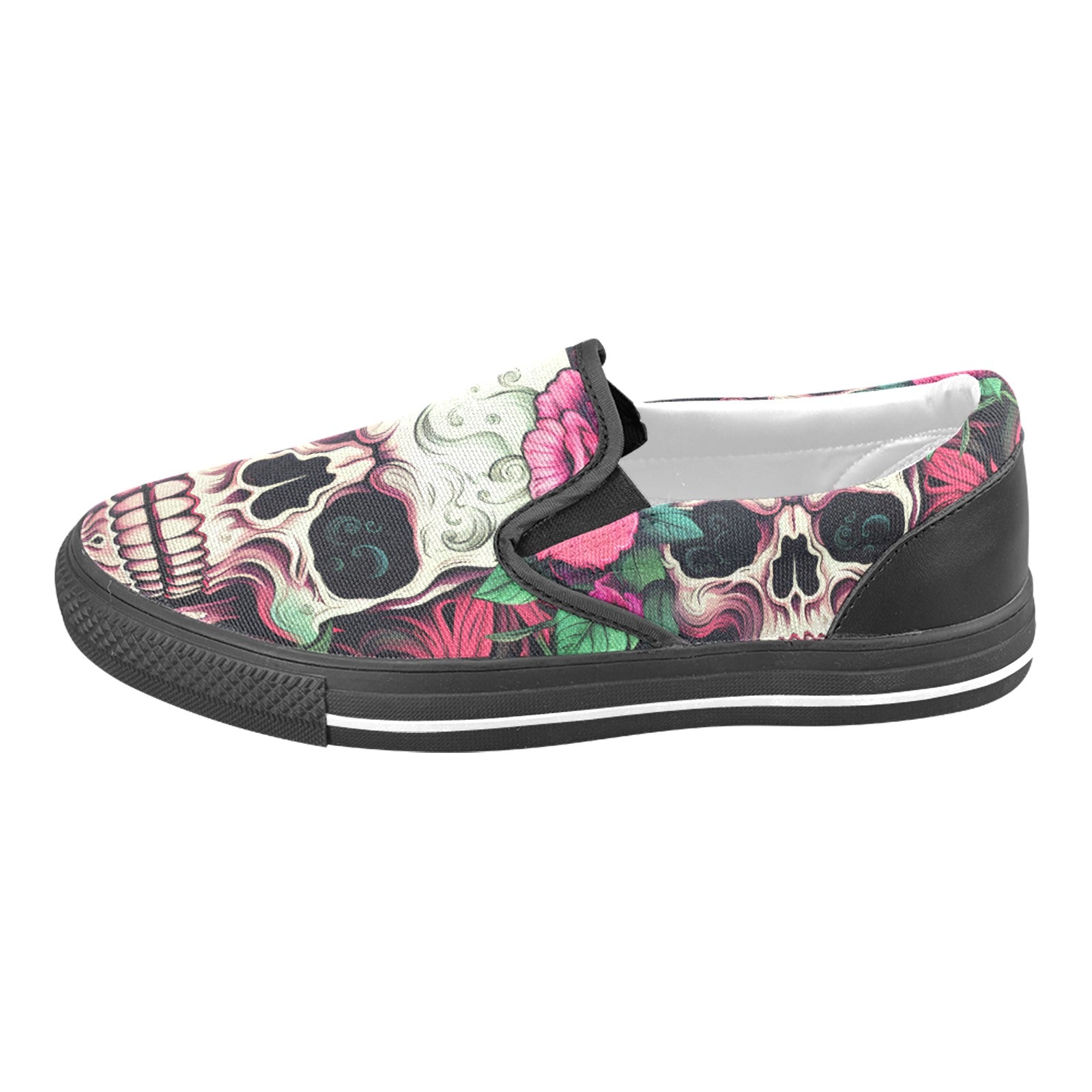 Dia de los Muertos Rosé Men's Slip-on Canvas Shoes