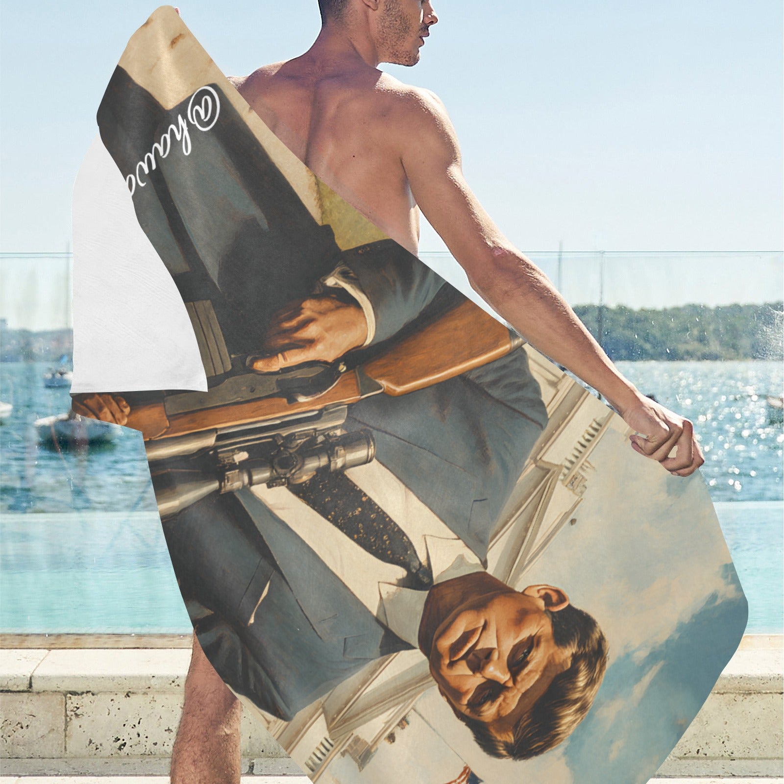 JFK Locked N' Loaded Beach Towel Suede 31.5"x 71"
