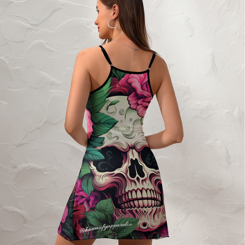 Dia de los Muertos Rosé Ladies Personality Slim Sling Dress