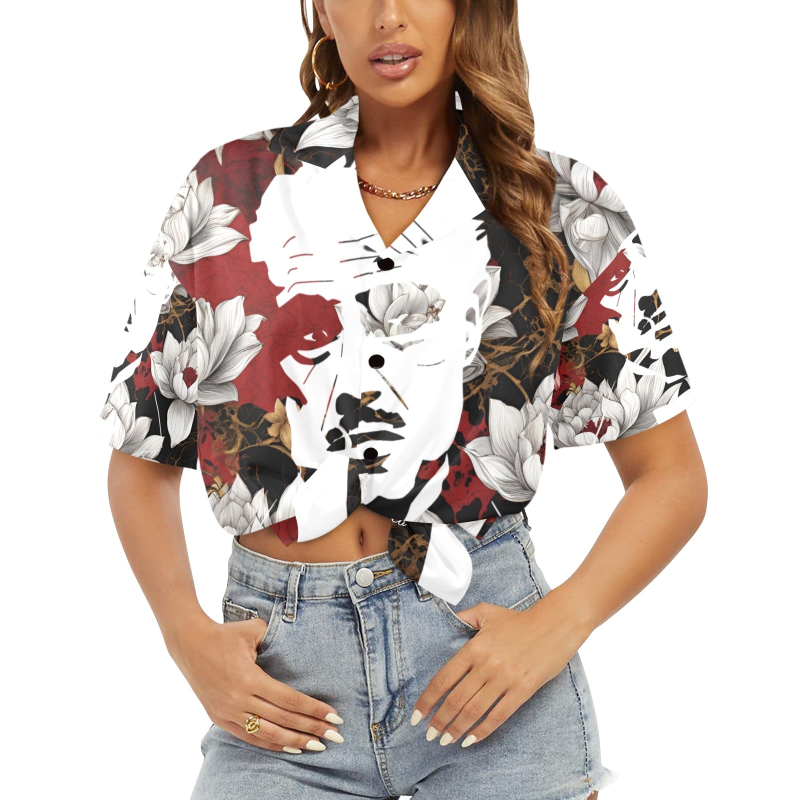 Godfather Bloodspatter Women's All Over Print Hawaiian Shirt Made in USA