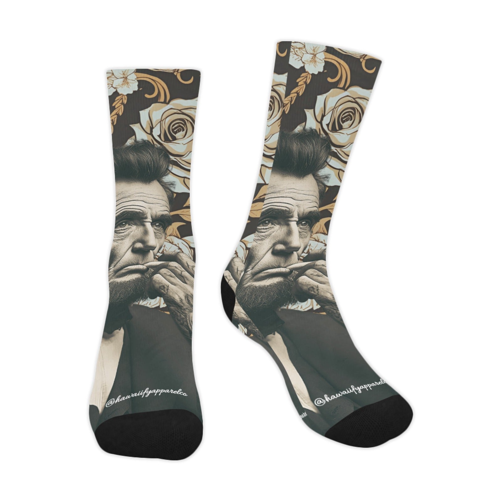 Abraham Lincoln Hand Tats Men's Custom Sock Made in USA