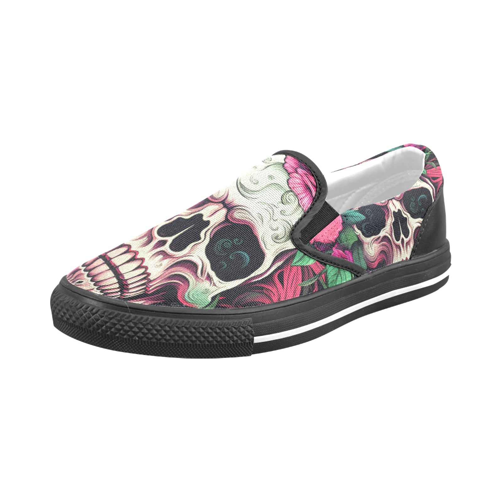 Dia de los Muertos Rosé Men's Slip-on Canvas Shoes