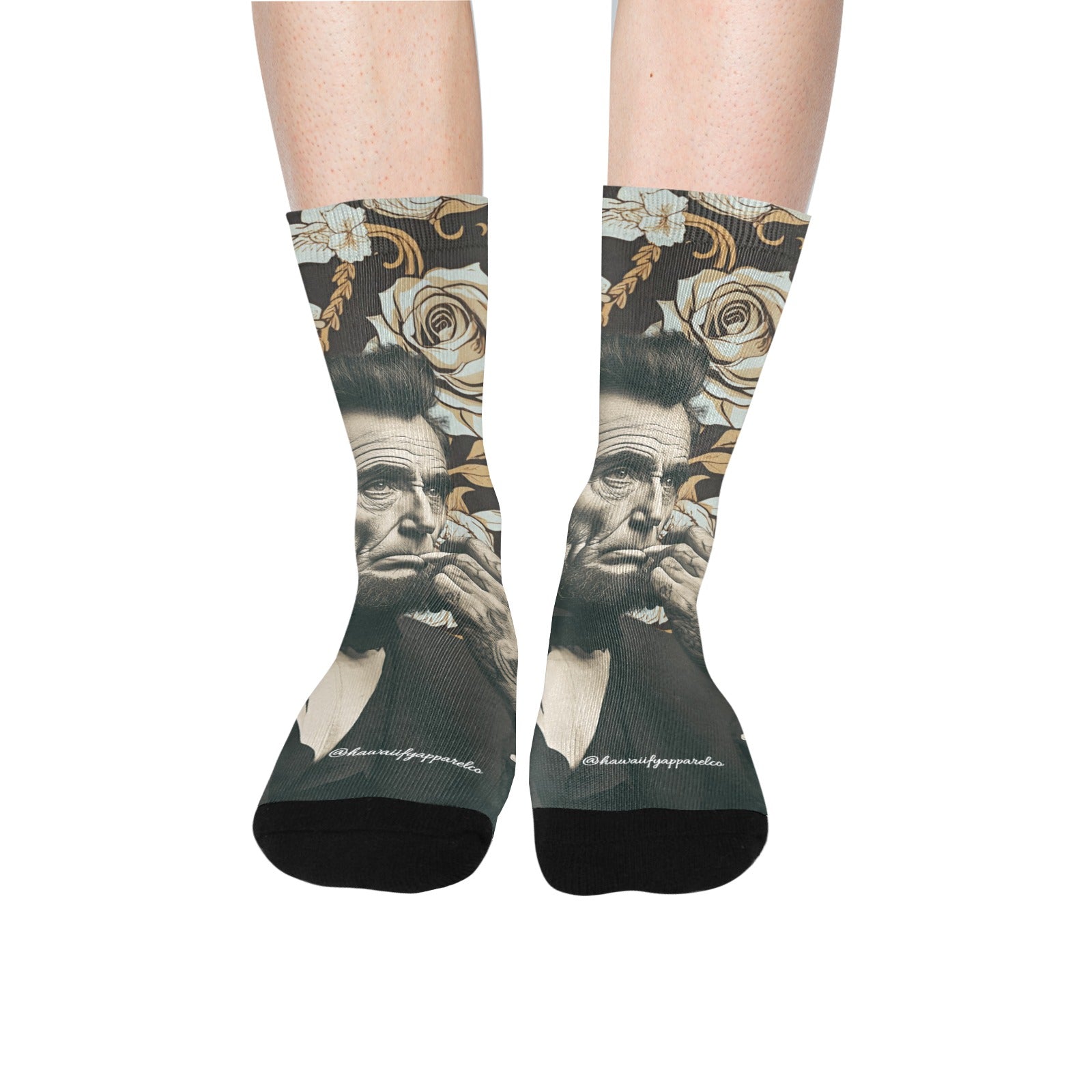 Abraham Lincoln Hand Tats Men's Custom Sock Made in USA