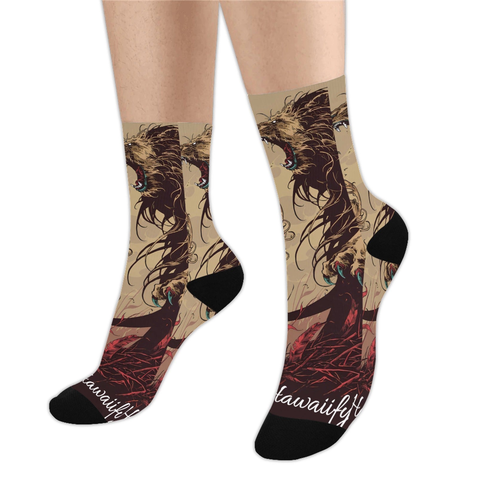 Lion's Mane Wild Roar Custom Socks (Made In USA)