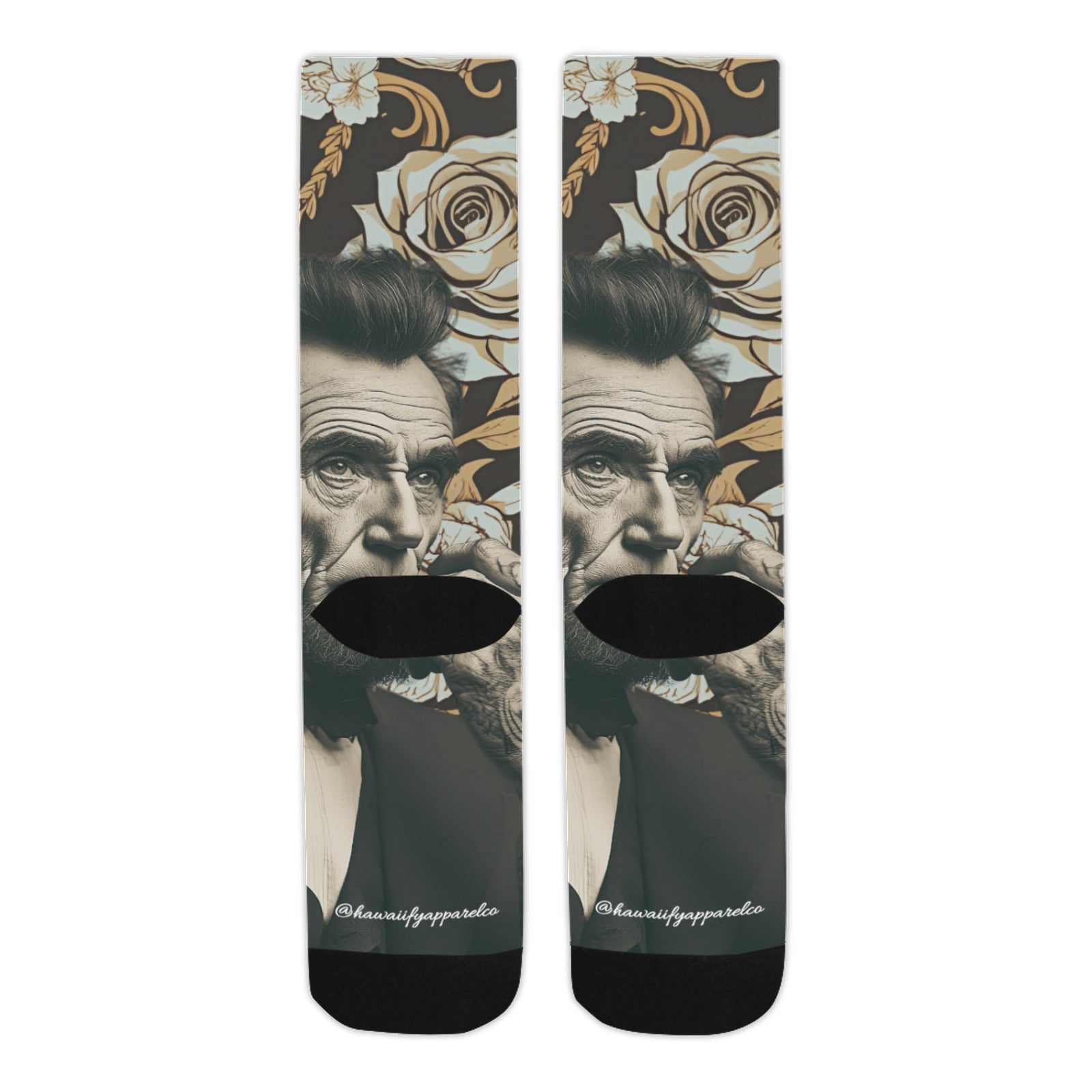 Abraham Lincoln Hand Tats Men's Custom Sock Made in USA