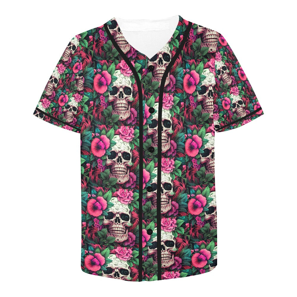 Dia de los Muertos Rosé Men's All Over Print Baseball Jersey