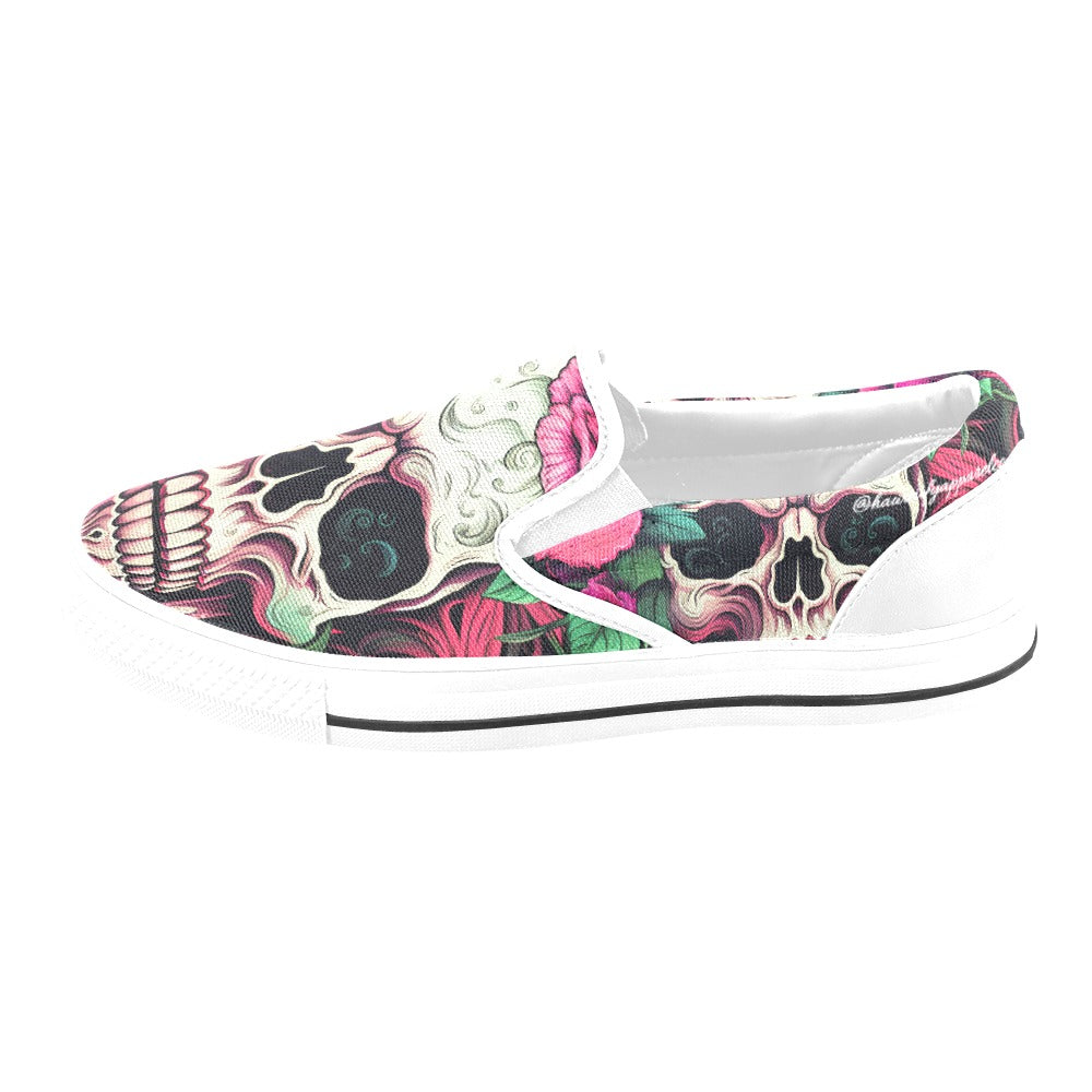 Dia de los Muertos Rosé Slip-on Canvas Women's Shoes