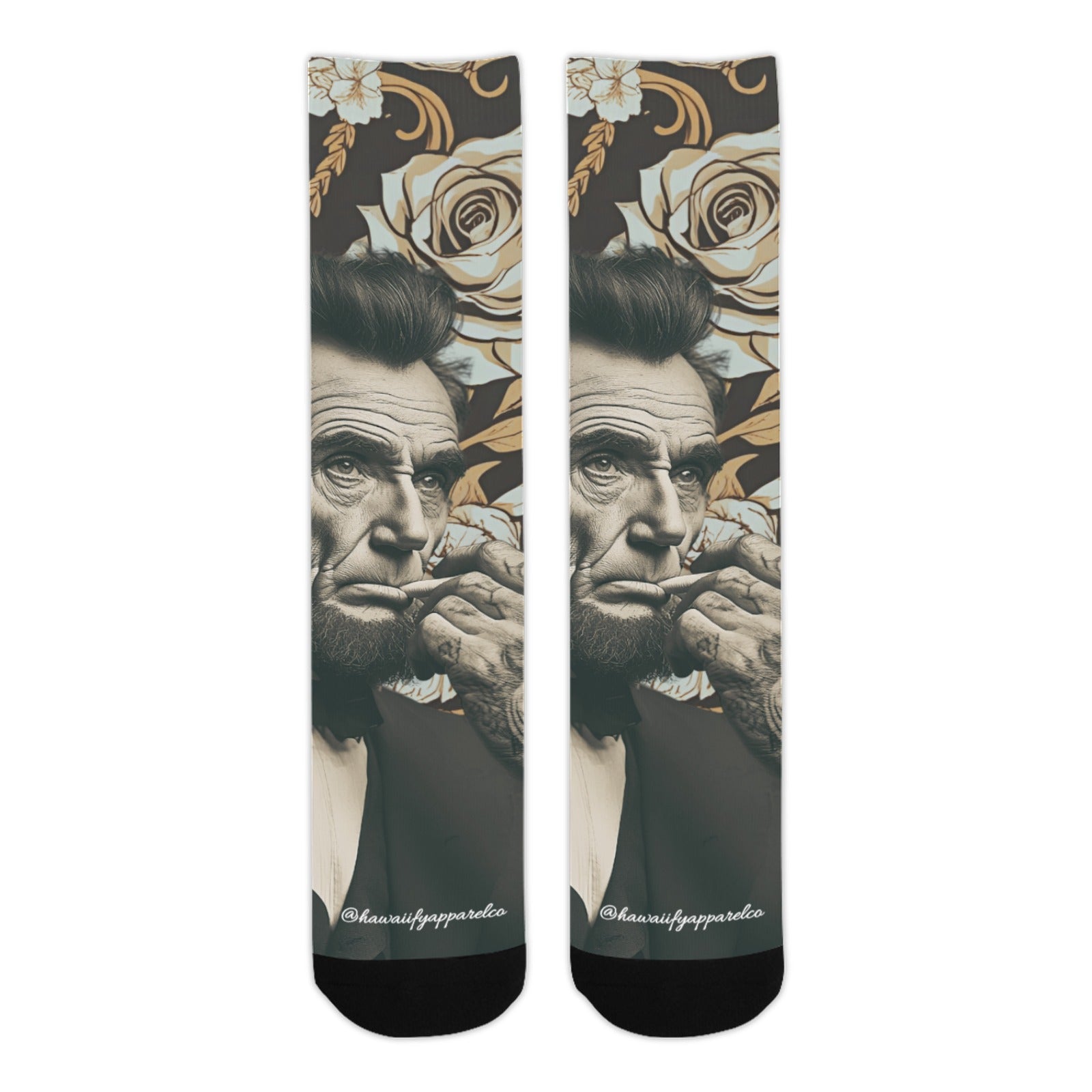Abraham Lincoln Hand Tats Men's Custom Sock Made in USA