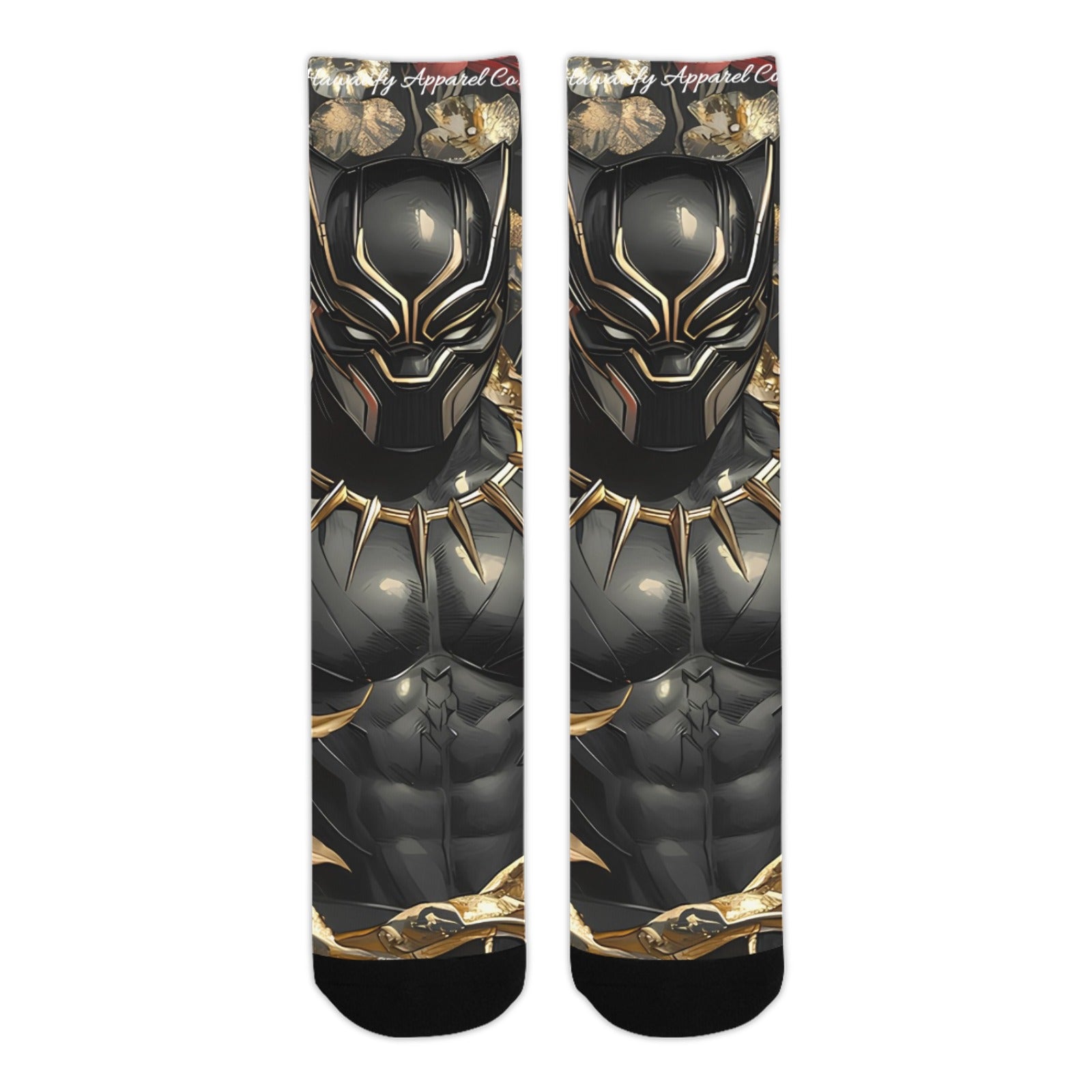 Black Panther Floral Men's Custom Socks