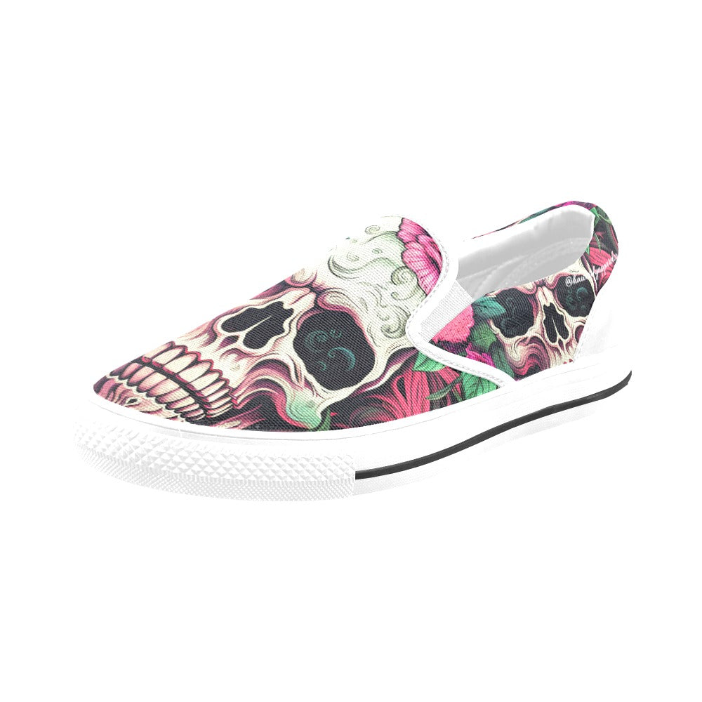 Dia de los Muertos Rosé Slip-on Canvas Women's Shoes