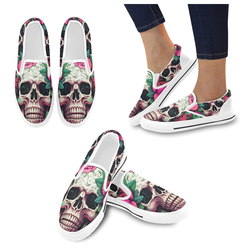 Dia de los Muertos Rosé Slip-on Canvas Women's Shoes