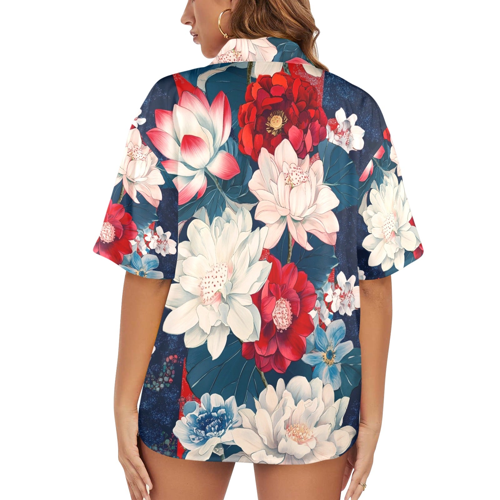 Johnny Cash USA Women's All Over Print Hawaiian Shirt