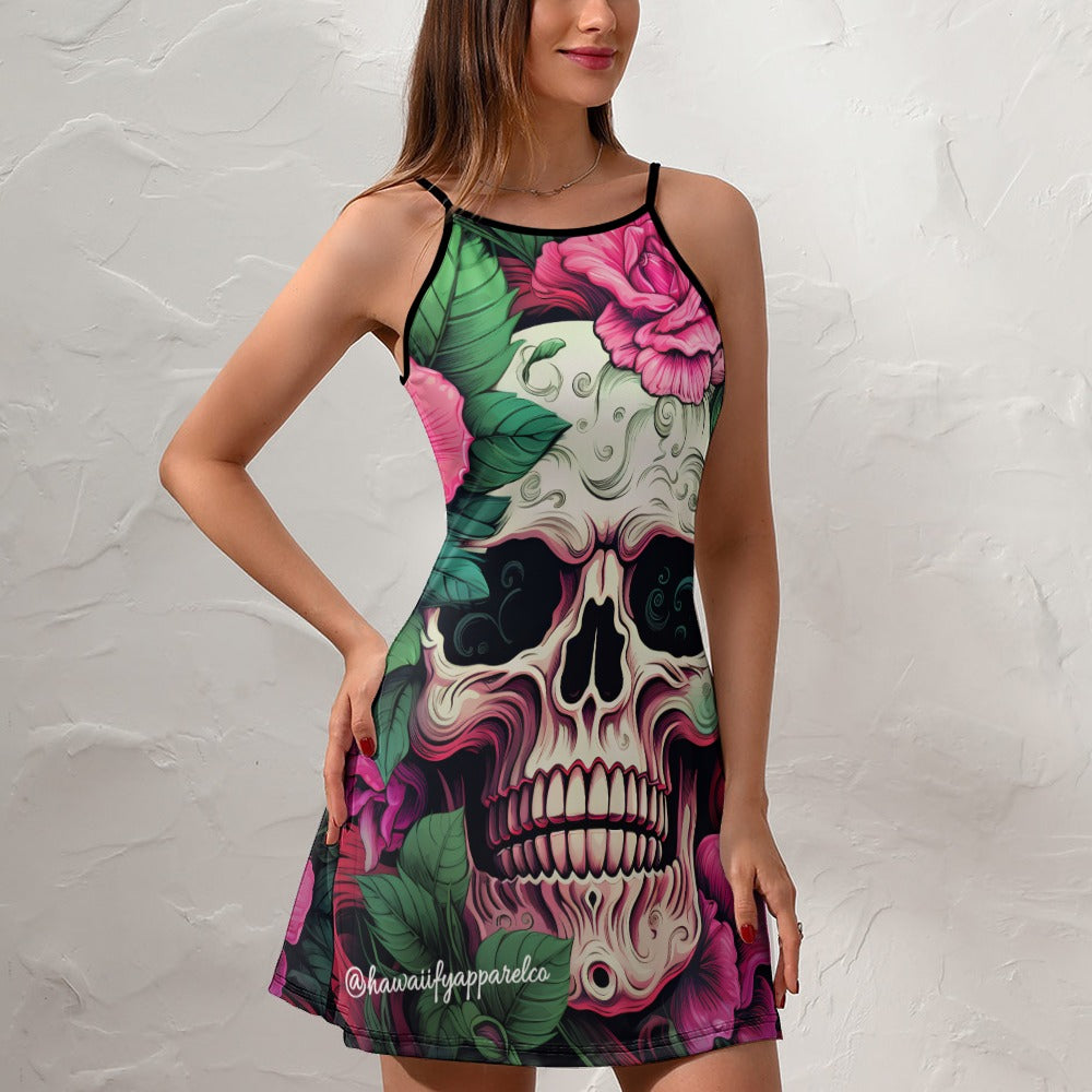Dia de los Muertos Rosé Ladies Personality Slim Sling Dress