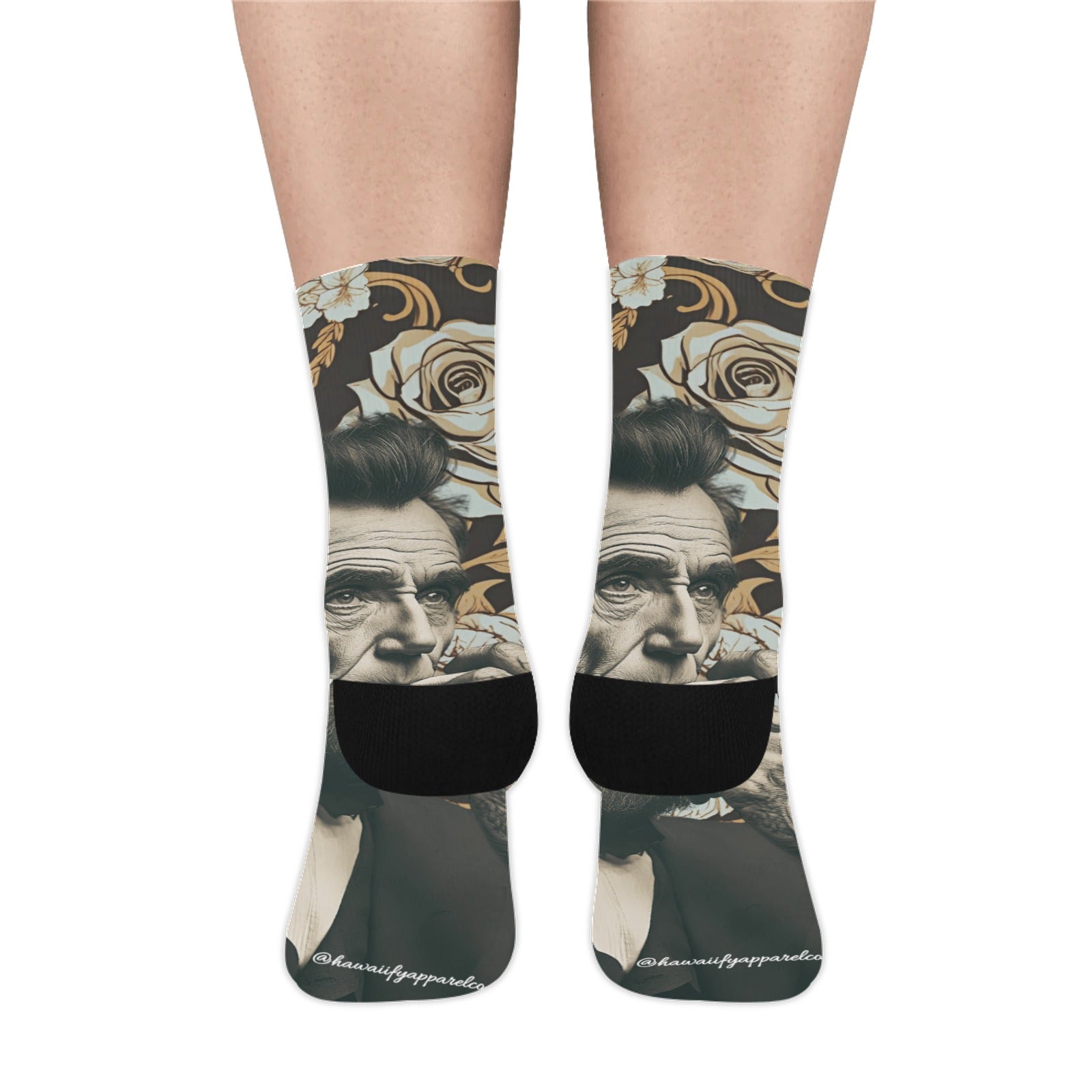 Abraham Lincoln Hand Tats Men's Custom Sock Made in USA