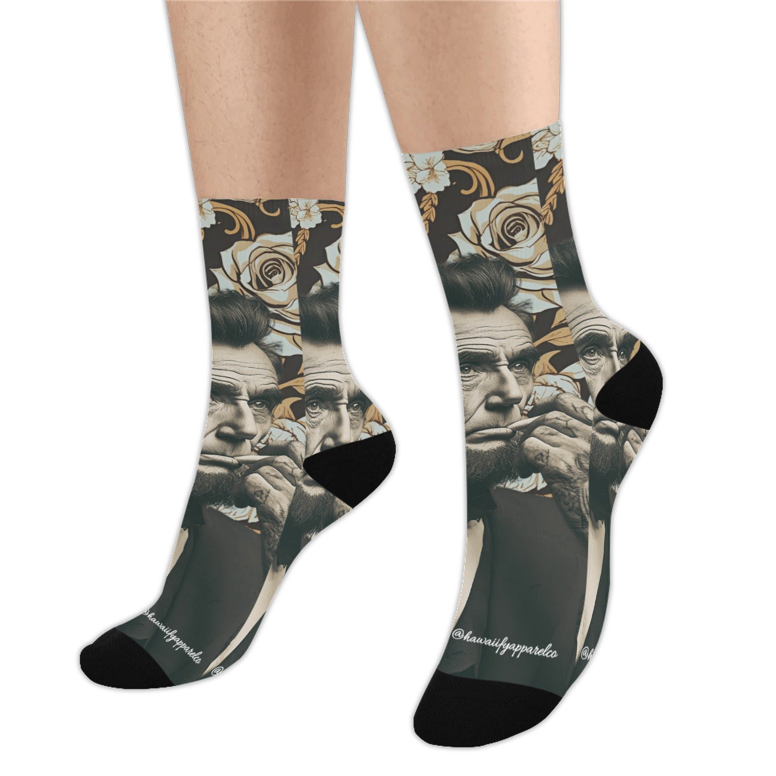 Abraham Lincoln Hand Tats Men's Custom Sock Made in USA