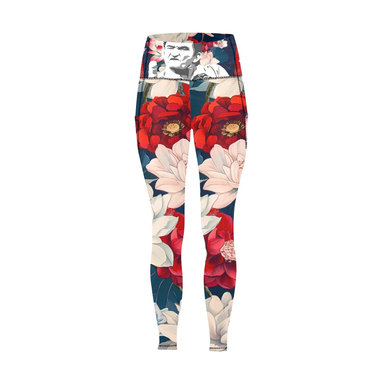 Johnny Cash USA All Over Print Leggings with Pockets