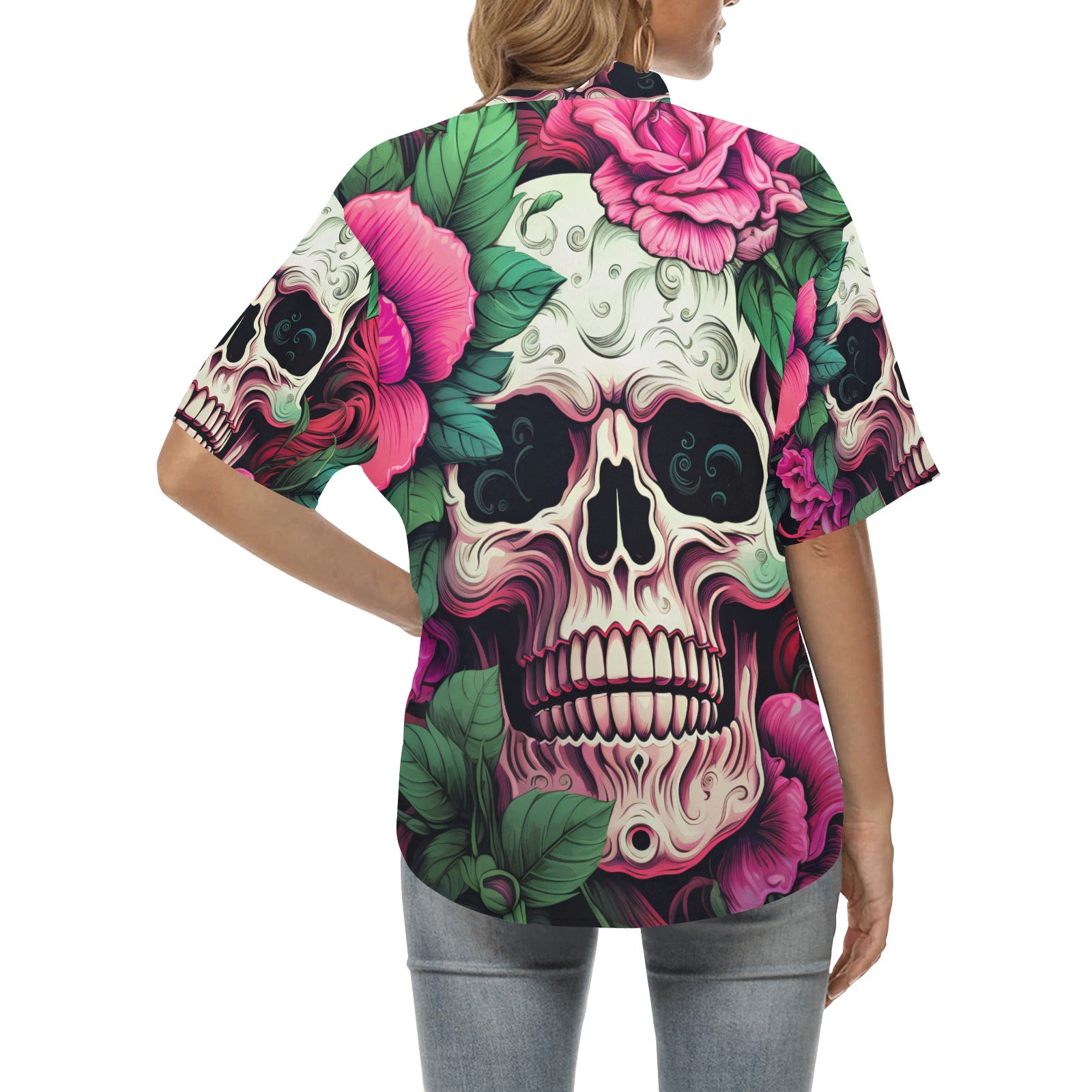 Rose Skull Women's Hawaiian Shirt