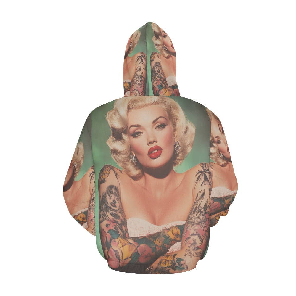 Tatted Marilyn Monroe Chest Piece All Over Print Hoodie