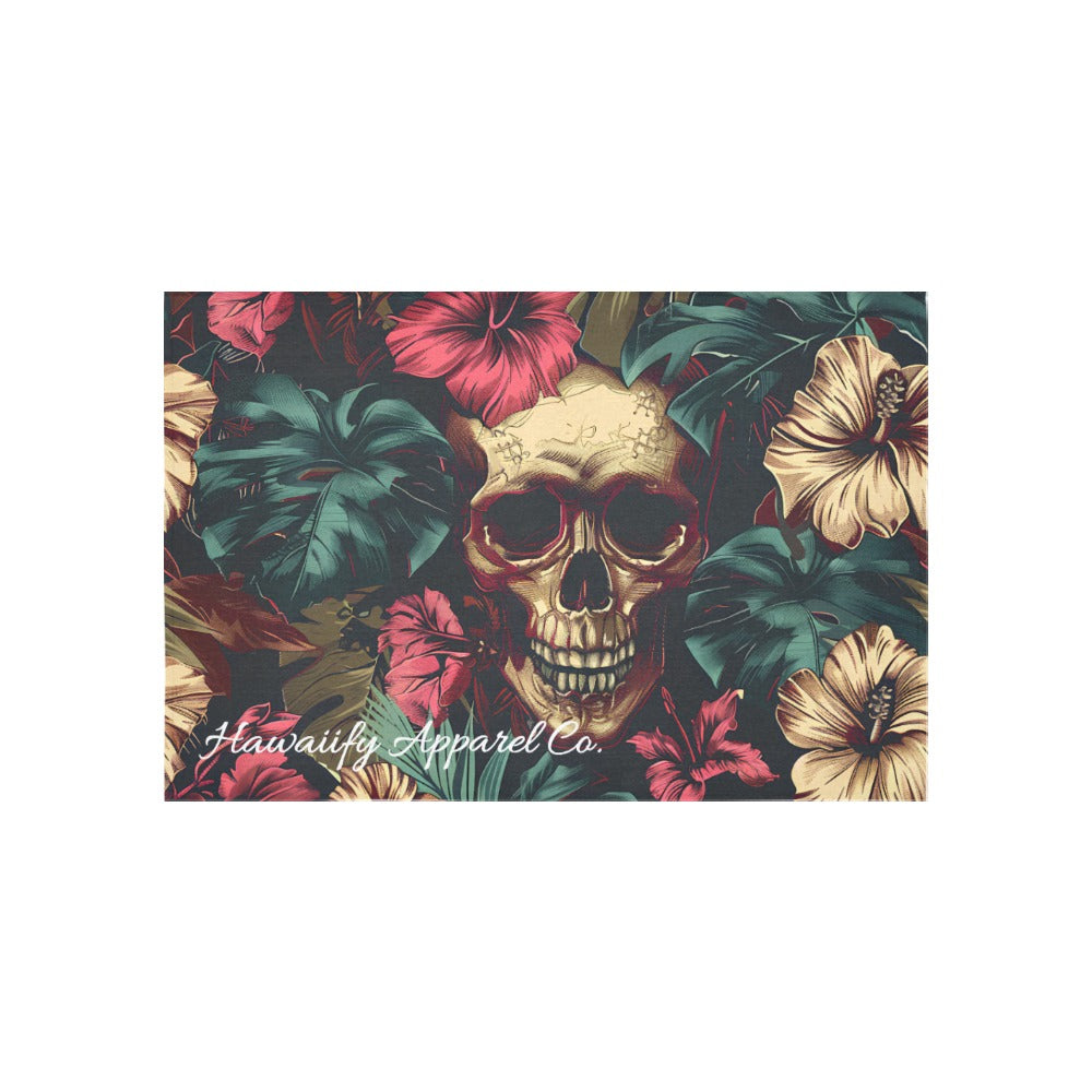 Hawaiify Apparel Co. Cotton Linen Tapestry – Vibrant Día de los Muertos Design Skully 60"x 40"