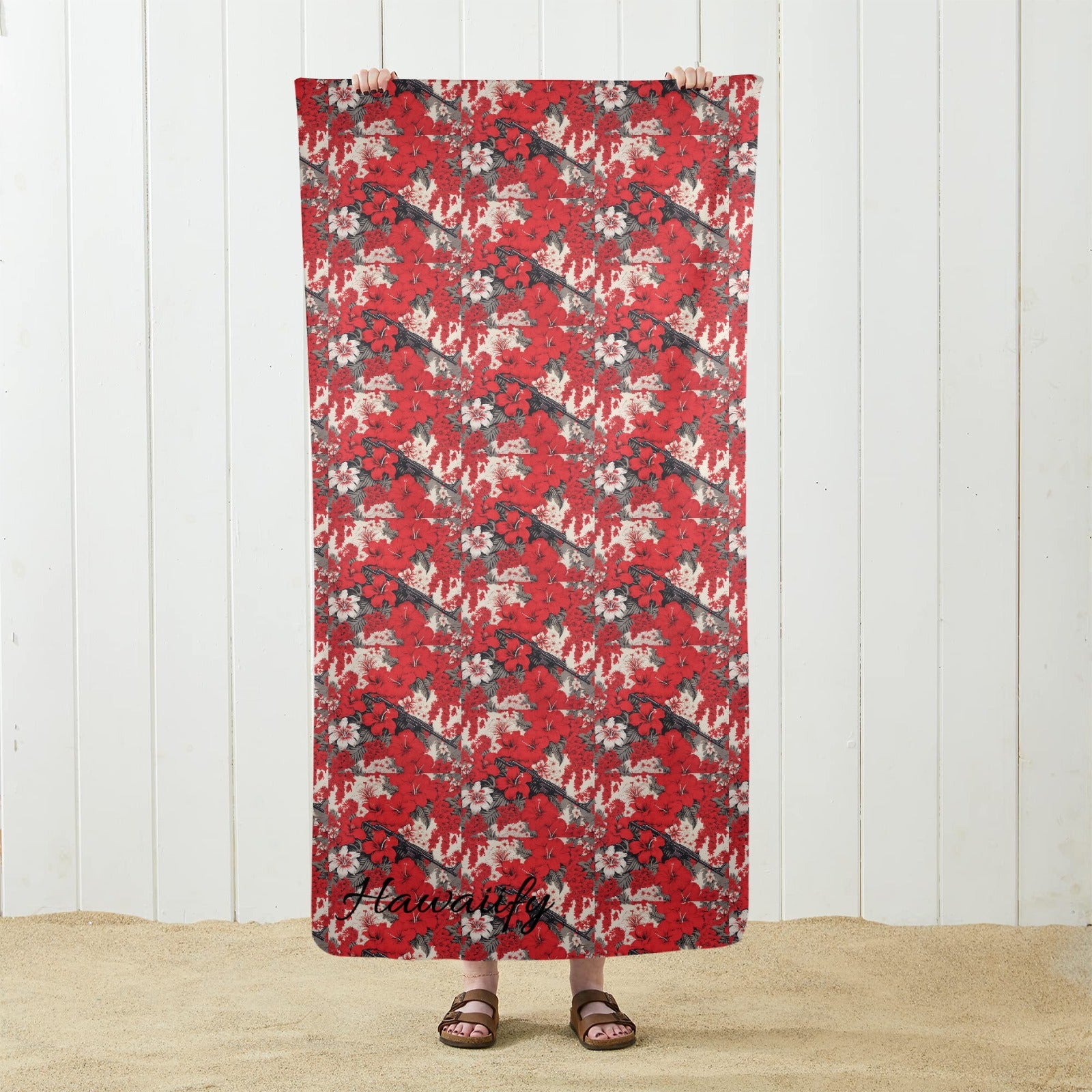 Samurai Sunflower Red Beach Towel 29"x58"