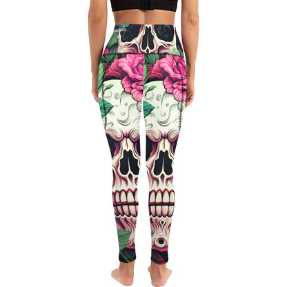 Dia de los Muertos Rosé All Over Print Leggings with Pockets