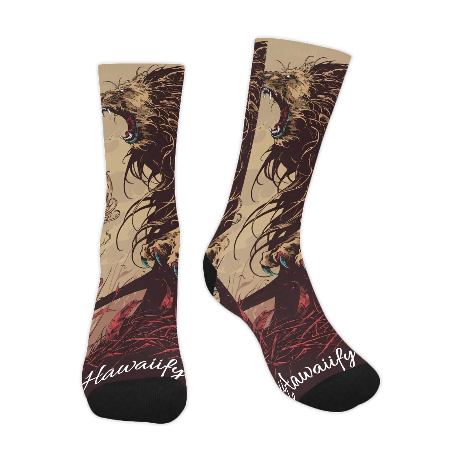 Lion's Mane Wild Roar Custom Socks (Made In USA)