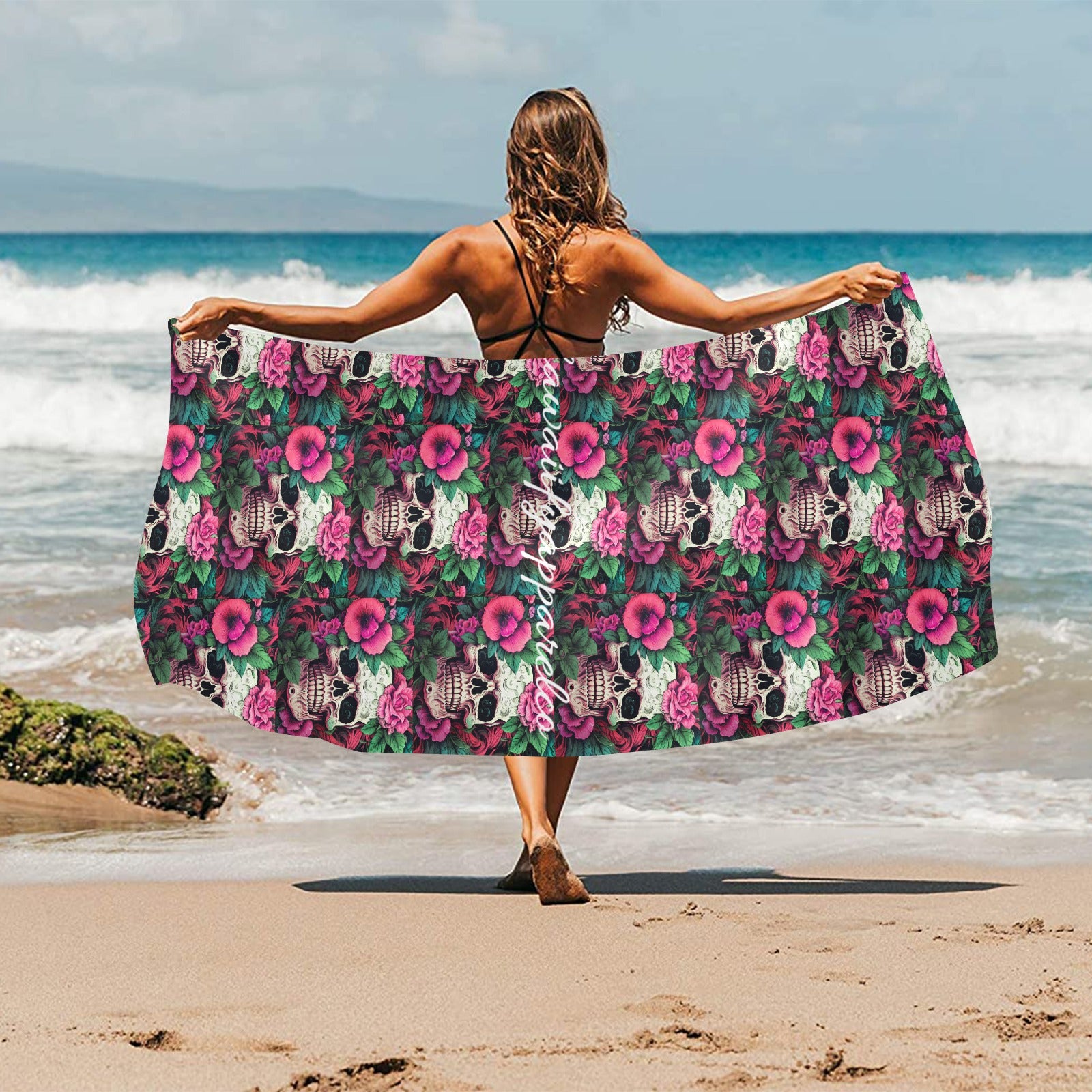 Dia de los Muertos Rosé Beach Towel