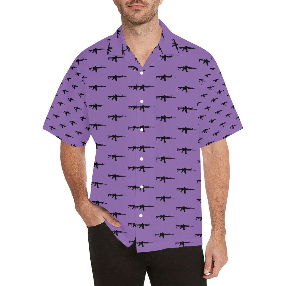 Limited Edition Men's Hawaiian Shirt with M4A1 Repeating Design - Hawaiify Exclusive - Purple