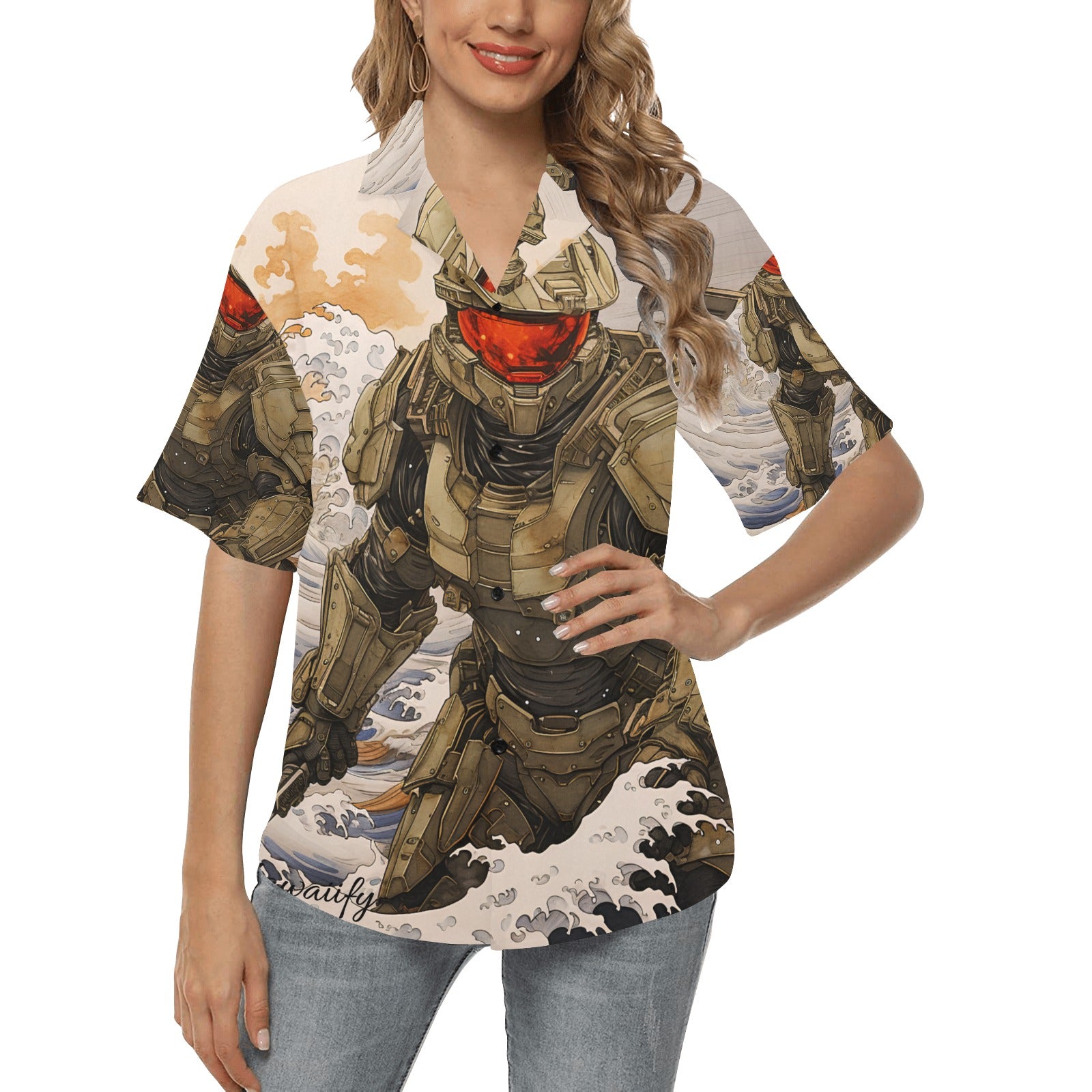 Master Chief Samurai Kona Wave Women's Hawaiian Shirt