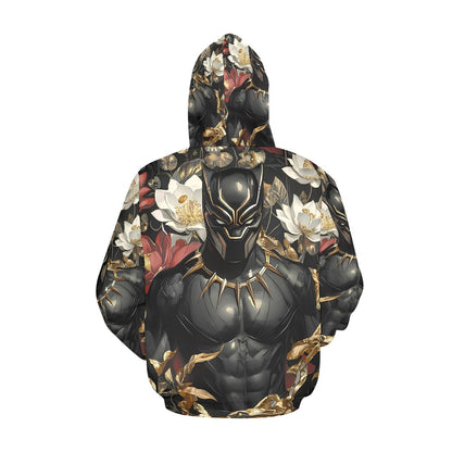 Black Panther Floral Men's All Over Print Hoodie