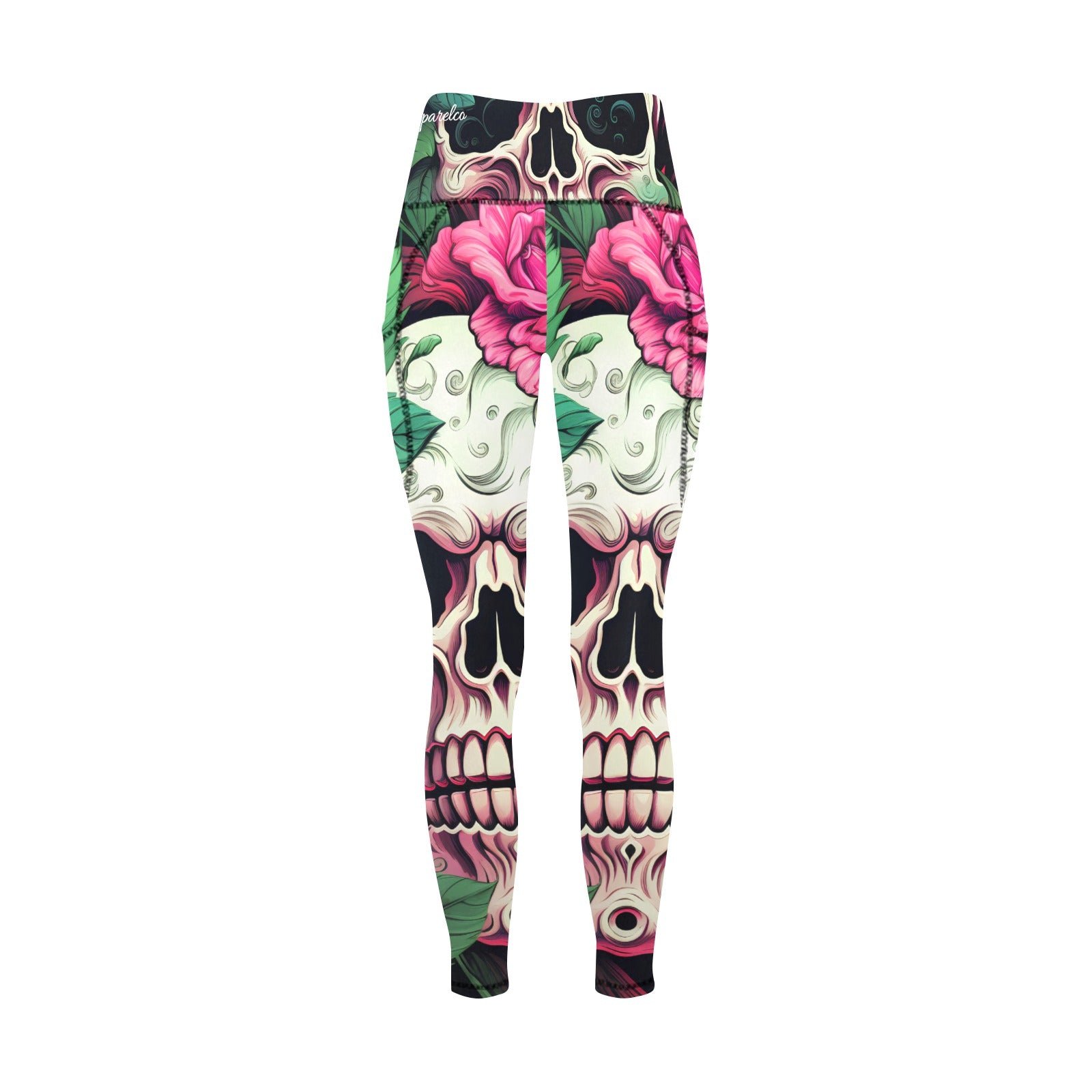 Dia de los Muertos Rosé All Over Print Leggings with Pockets
