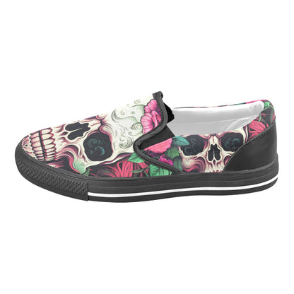 Dia de los Muertos Rosé Men's Slip-on Canvas Shoes
