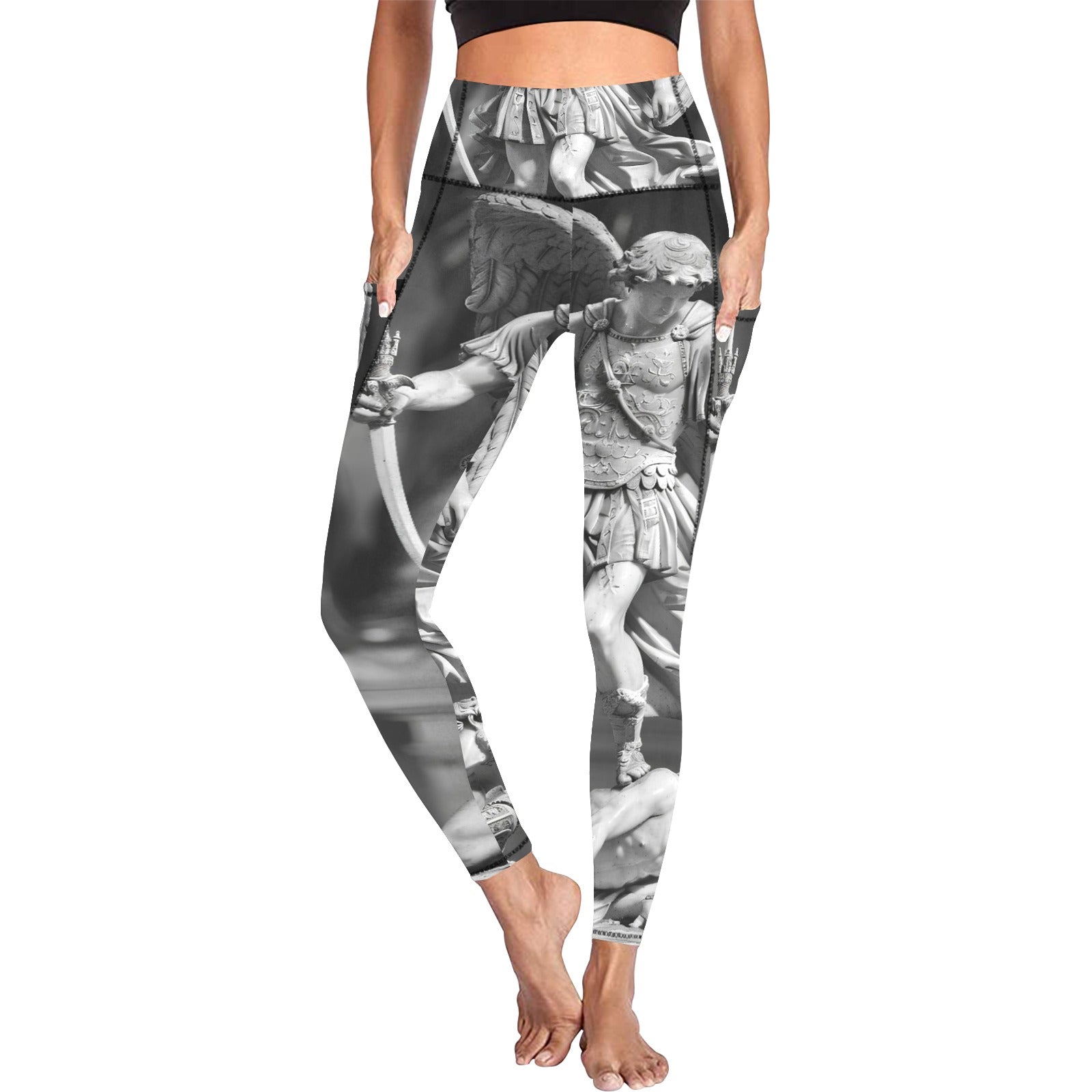 Archangel Mchael All Over Print Leggings with Pockets