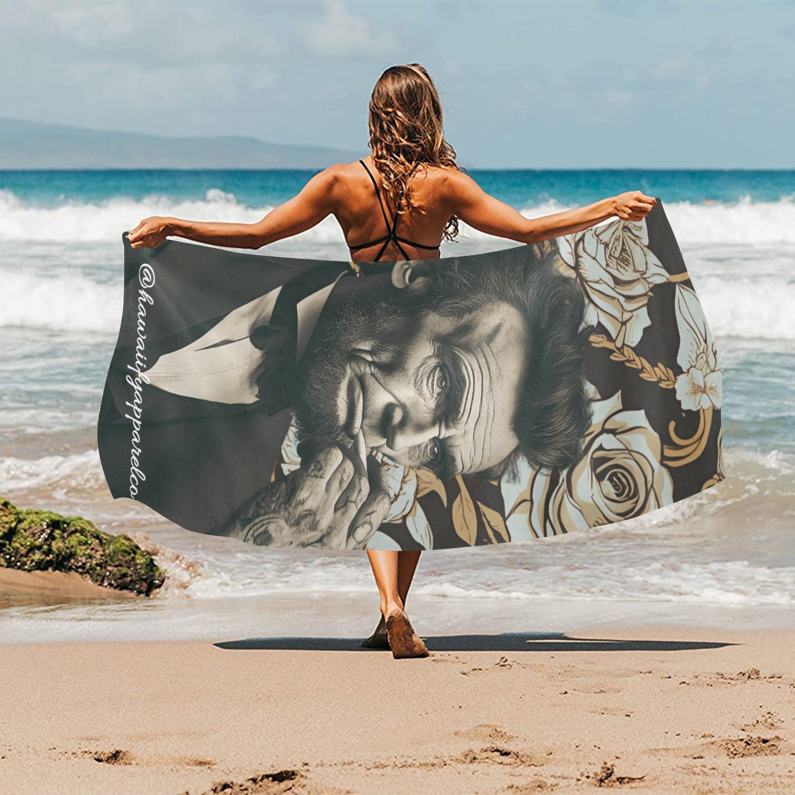 Abraham Lincoln Hand Tats Beach Towel Suede  31.5"x 71"