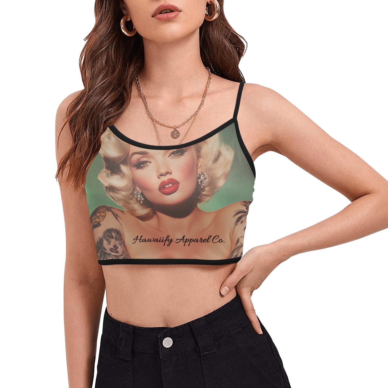 Marilyn Monroe Tatted Women's Spaghetti Strap Crop Top