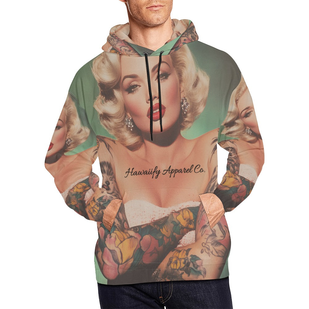 Tatted Marilyn Monroe Chest Piece All Over Print Hoodie