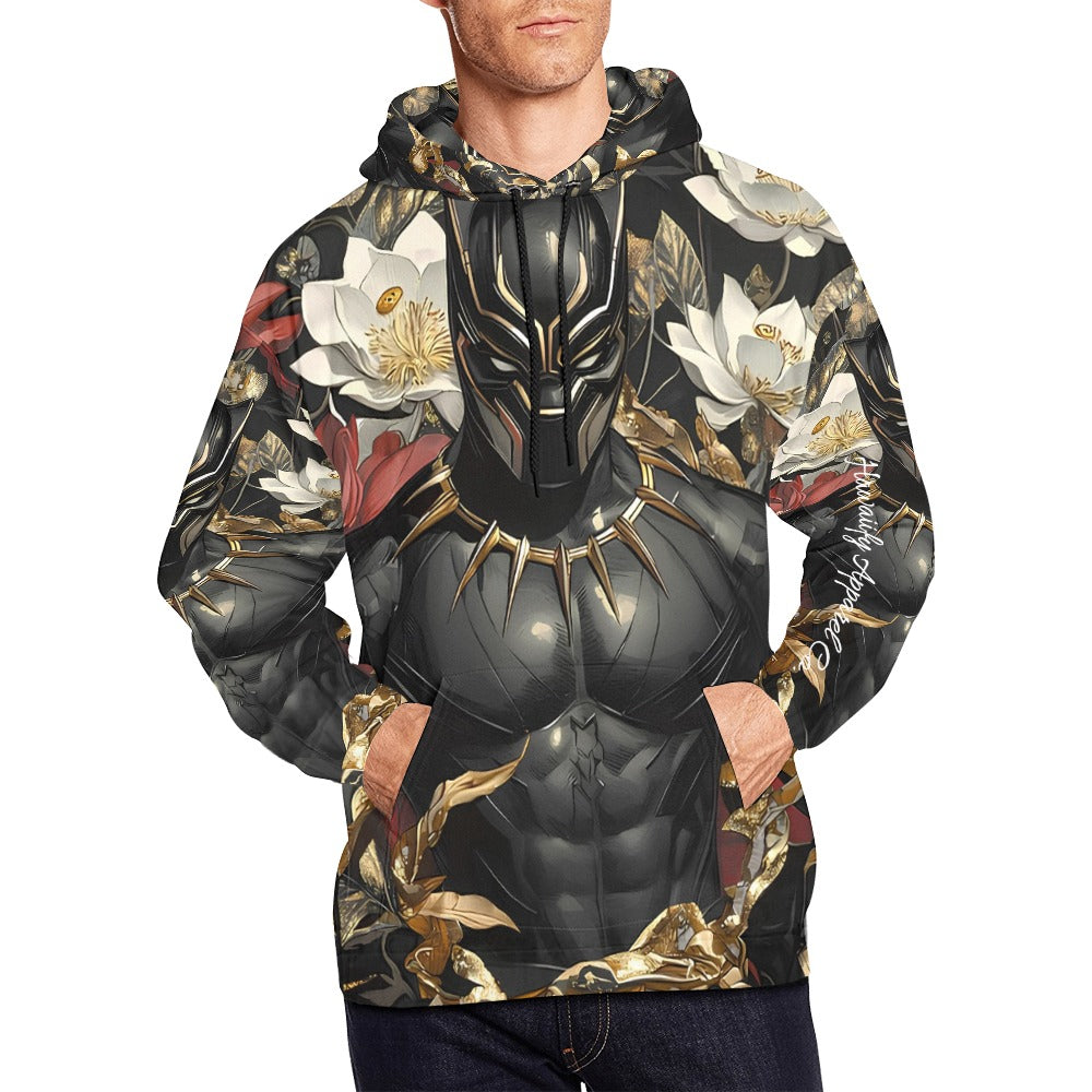 Black Panther Floral Men's All Over Print Hoodie