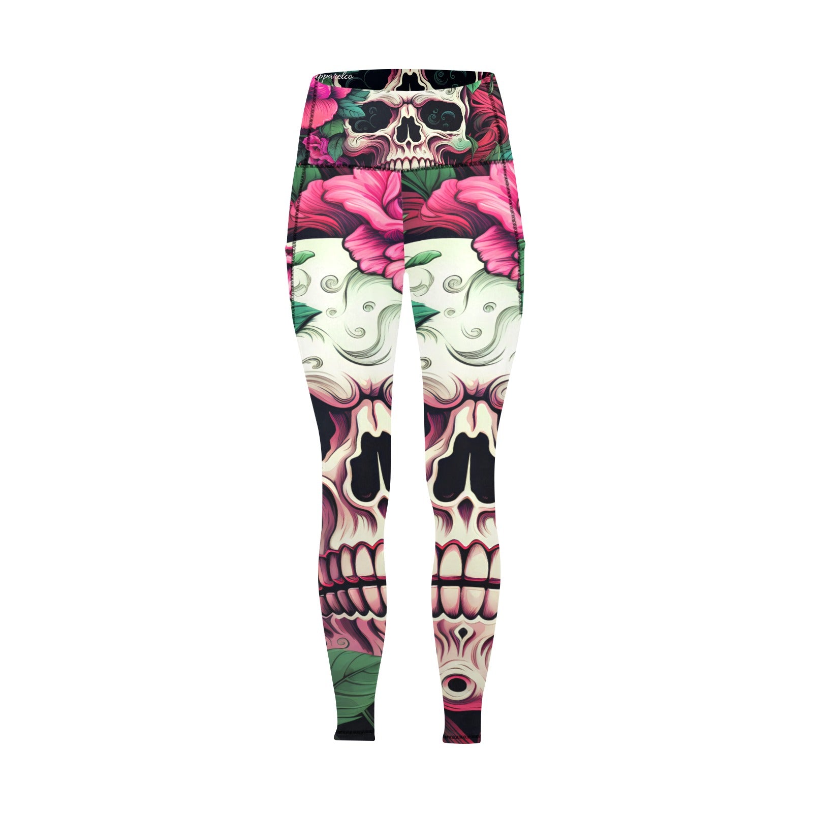 Dia de los Muertos Rosé All Over Print Leggings with Pockets