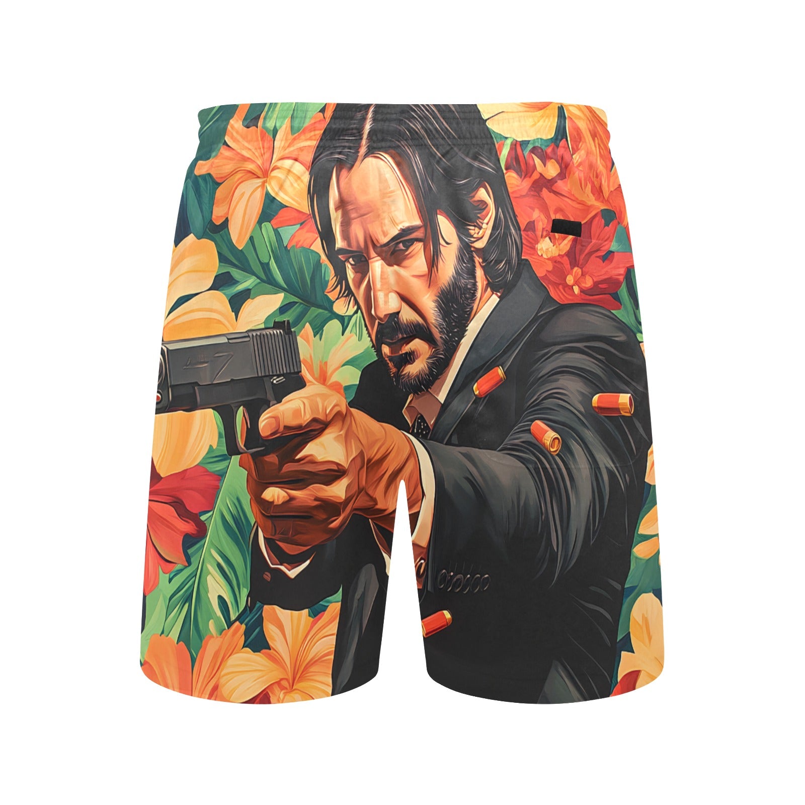 John Wick Floral Men's Mid-Length Beach Shorts