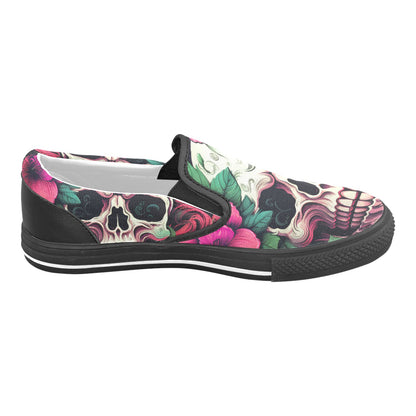 Dia de los Muertos Rosé Men's Slip-on Canvas Shoes