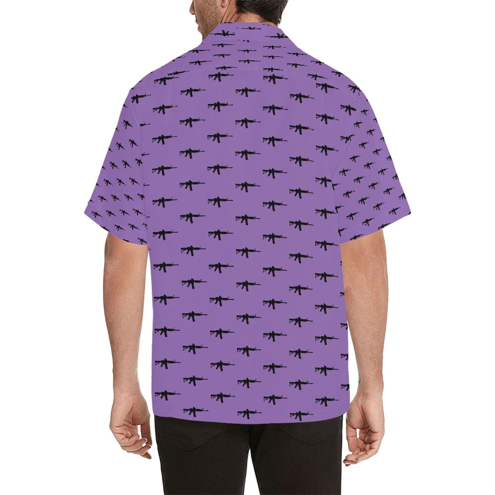 Limited Edition Men's Hawaiian Shirt with M4A1 Repeating Design - Hawaiify Exclusive - Purple