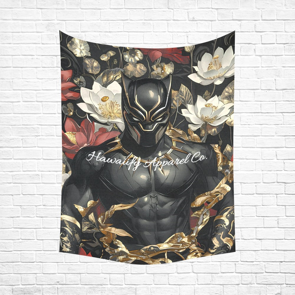 Black Panther Floral Cotton Linen Wall Tapestry 60"x 80"