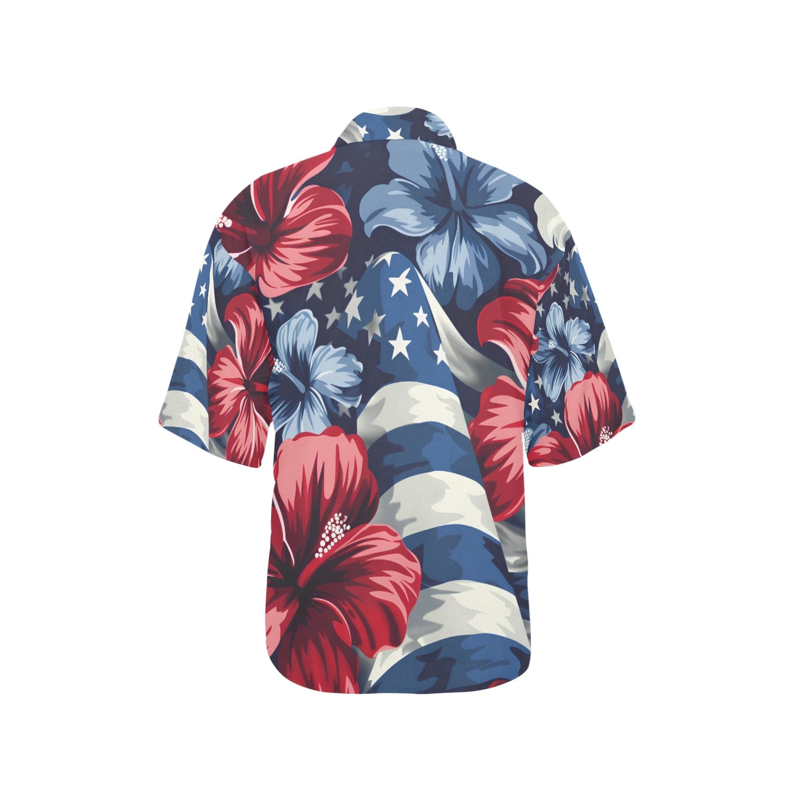 All Over Print Hawaiian Shirt for Women  - July 4th Parade - Blue Edition