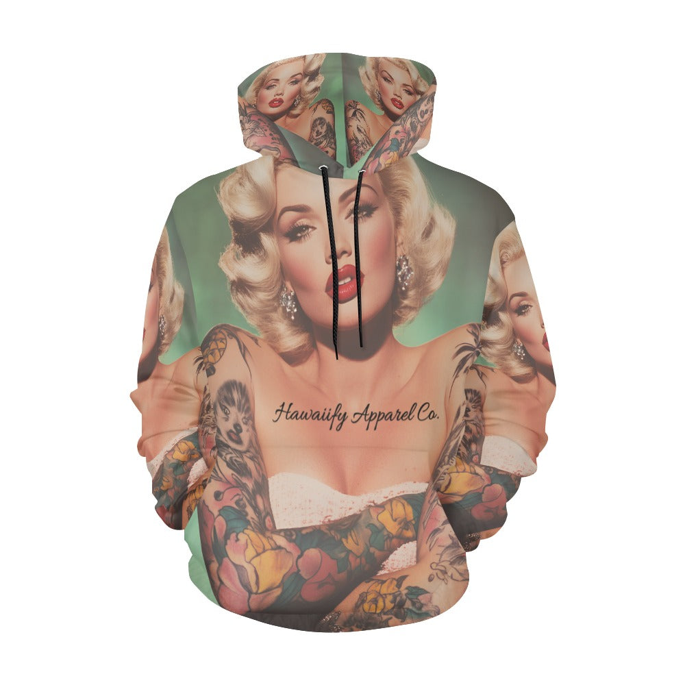 Tatted Marilyn Monroe Chest Piece All Over Print Hoodie