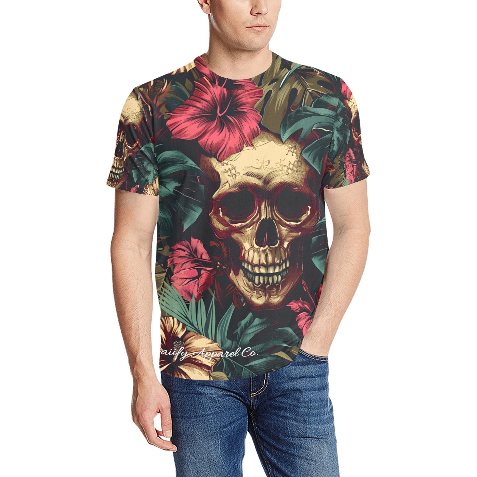 Men's Cotton Dia de los Muertos Skully T-Shirt