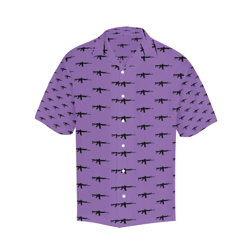 Limited Edition Men's Hawaiian Shirt with M4A1 Repeating Design - Hawaiify Exclusive - Purple