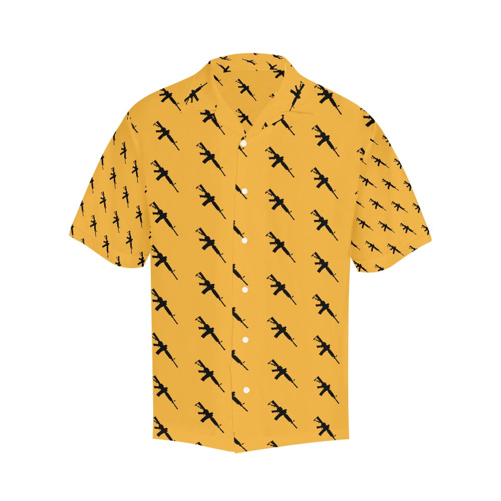 Limited Edition Men's Hawaiian Shirt with M4A1 Repeating Design - Hawaiify Exclusive - Yellow