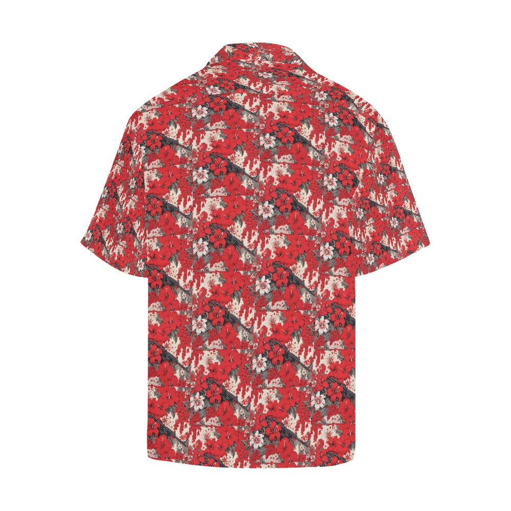 Men's White & Red Lotus Floral Machine Gun Drop